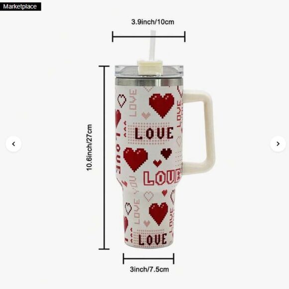 40oz Stainless Steel Insulated Tumbler – Multicolor Heart Shape Design - Picture 3 of 5